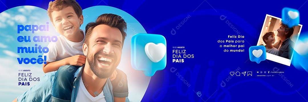 Carrossel Feliz Dia dos Pais Papai eu Amo Muito Você Social Media  PSD Editável