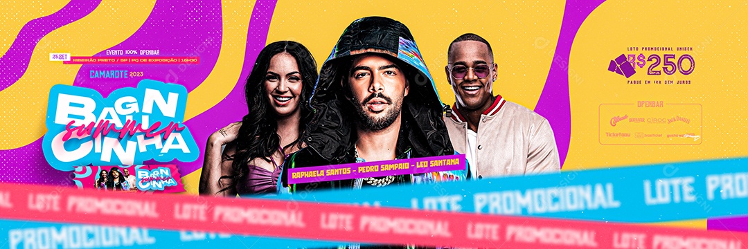 Carrossel Evento Baguncinha Summer Flyer Raphaela Santos Pedro Sampaio Léo Santana Social Media PSD Editável