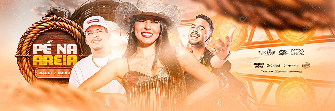 Carrossel Evento Pé na Areia Flyer Felipe Amorim Pedro Sampaio Ana Castela
