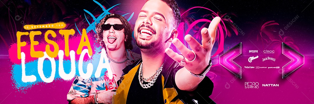 Carrossel Festa Louca Flyer Pedro Sampaio Nattan Social Media PSD Editável