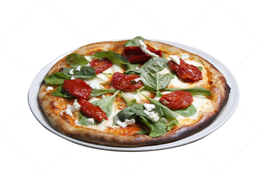 Deliciosa pizza assada sobre mesa de madeira