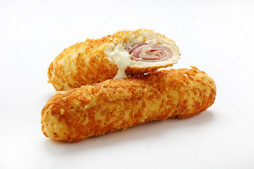 Salgado frito de presunto e quejo