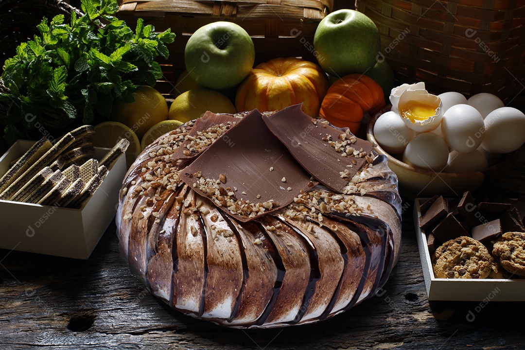 Bolo de chocolate com castanhas