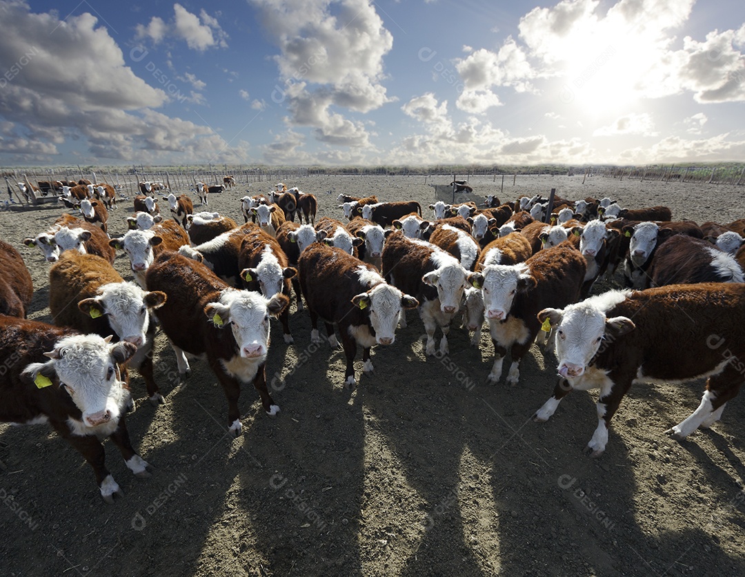 Gado Hereford em um curral