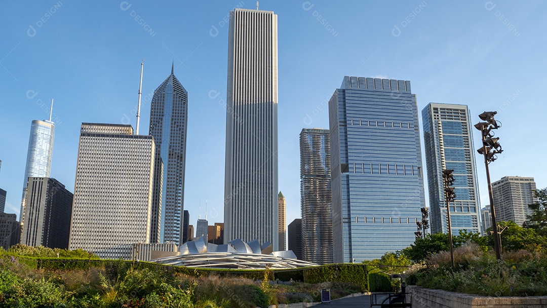 Arranha céus no centro de Chicago