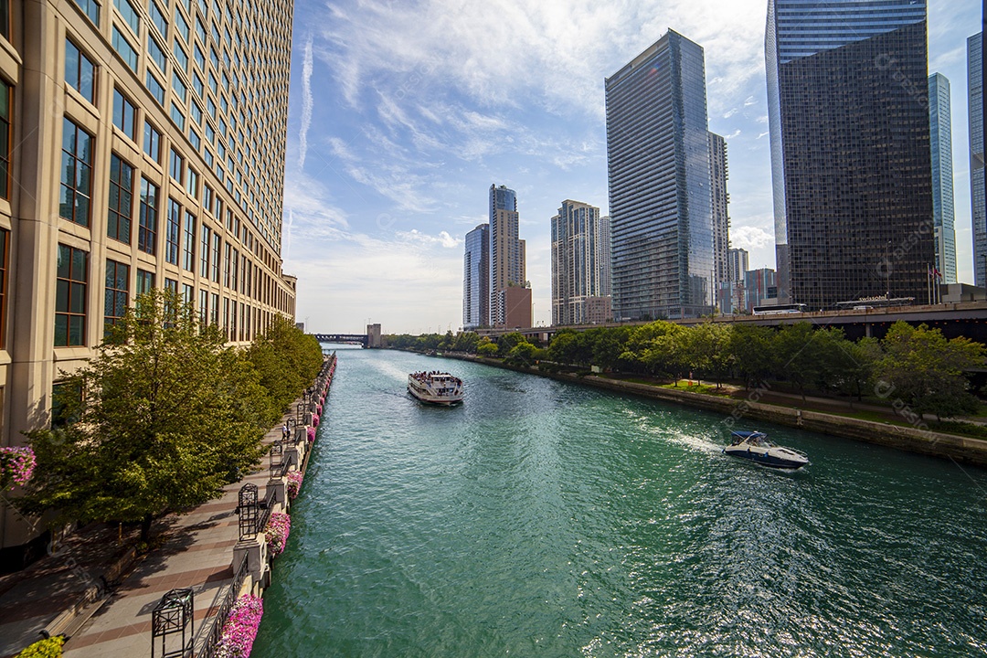 Arranha céus no centro de Chicago