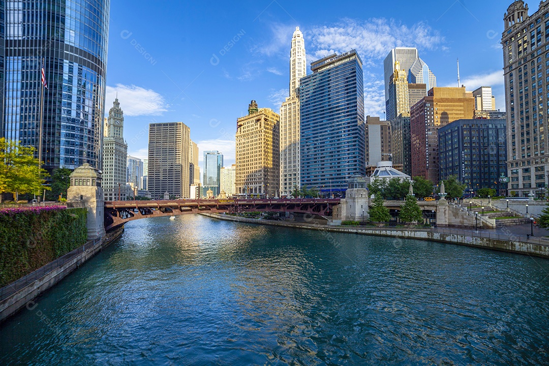 Arranha céus no centro de Chicago marina city