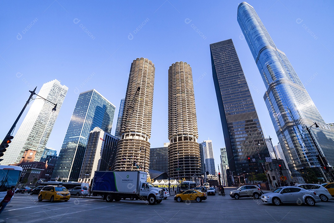 Arranha céus no centro de Chicago