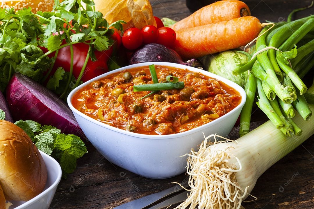 Carne cozida com molho e alcaparras