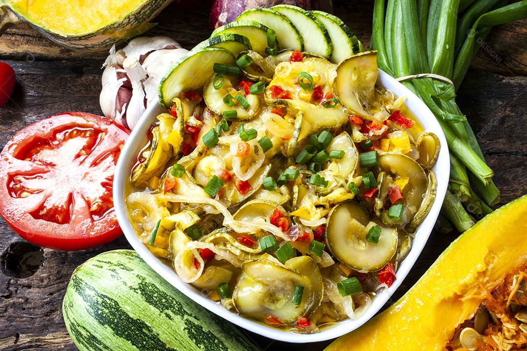 Abobrinha fatiada refogada