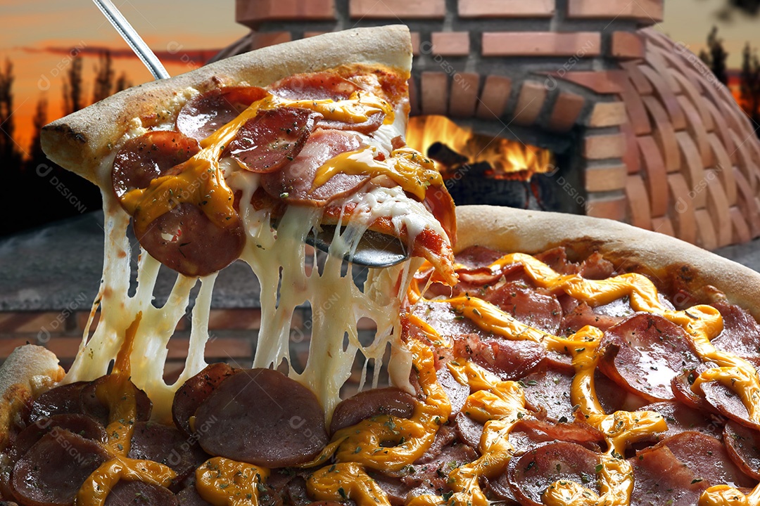 Deliciosa pizza de calabresa cheddar