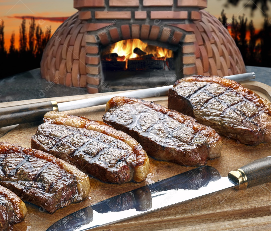 Bifes de picanha assado