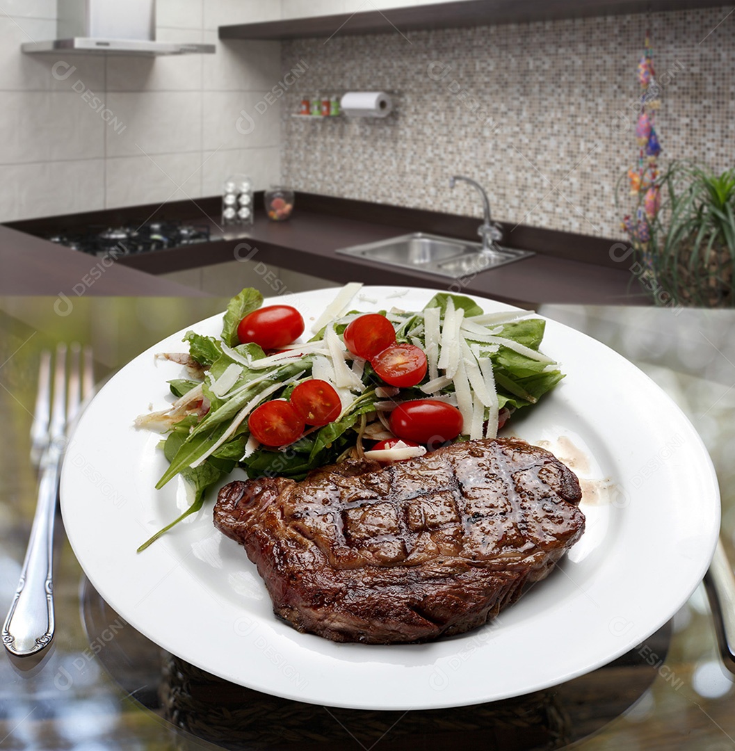 Picanha assada com salada