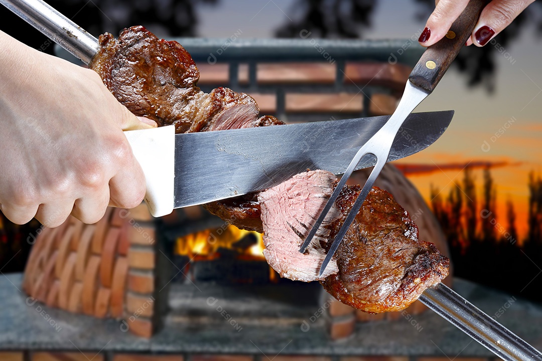 Corte de carnes assado