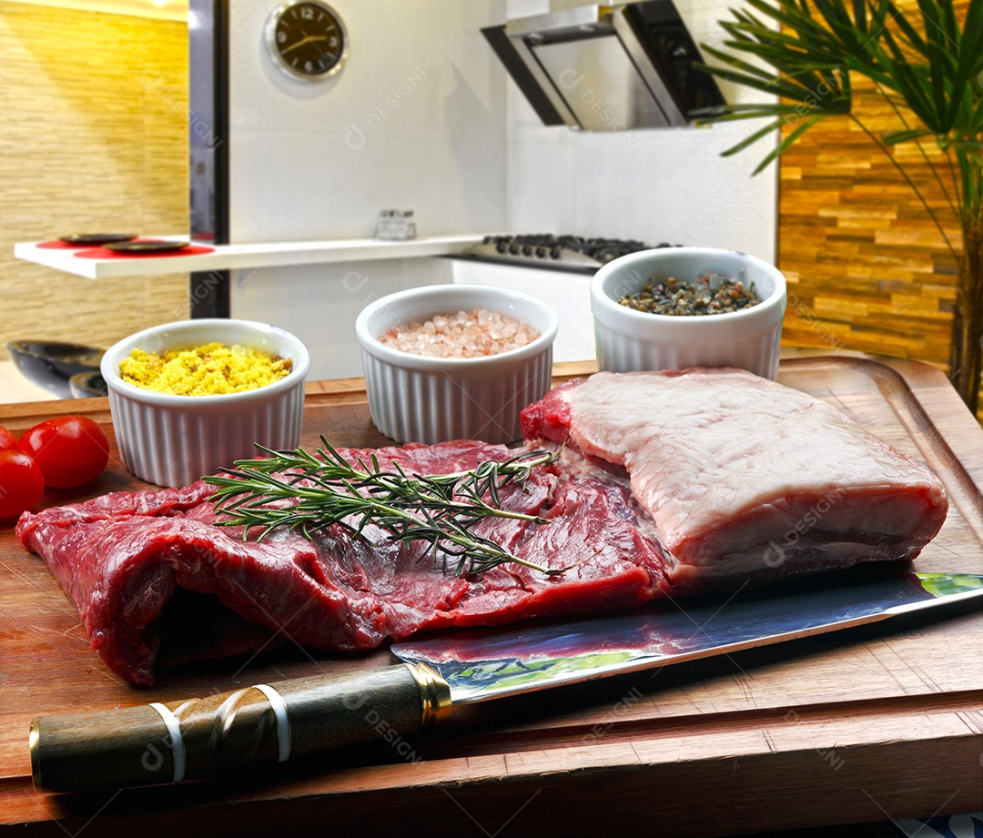 Pedaço de bife de flanco