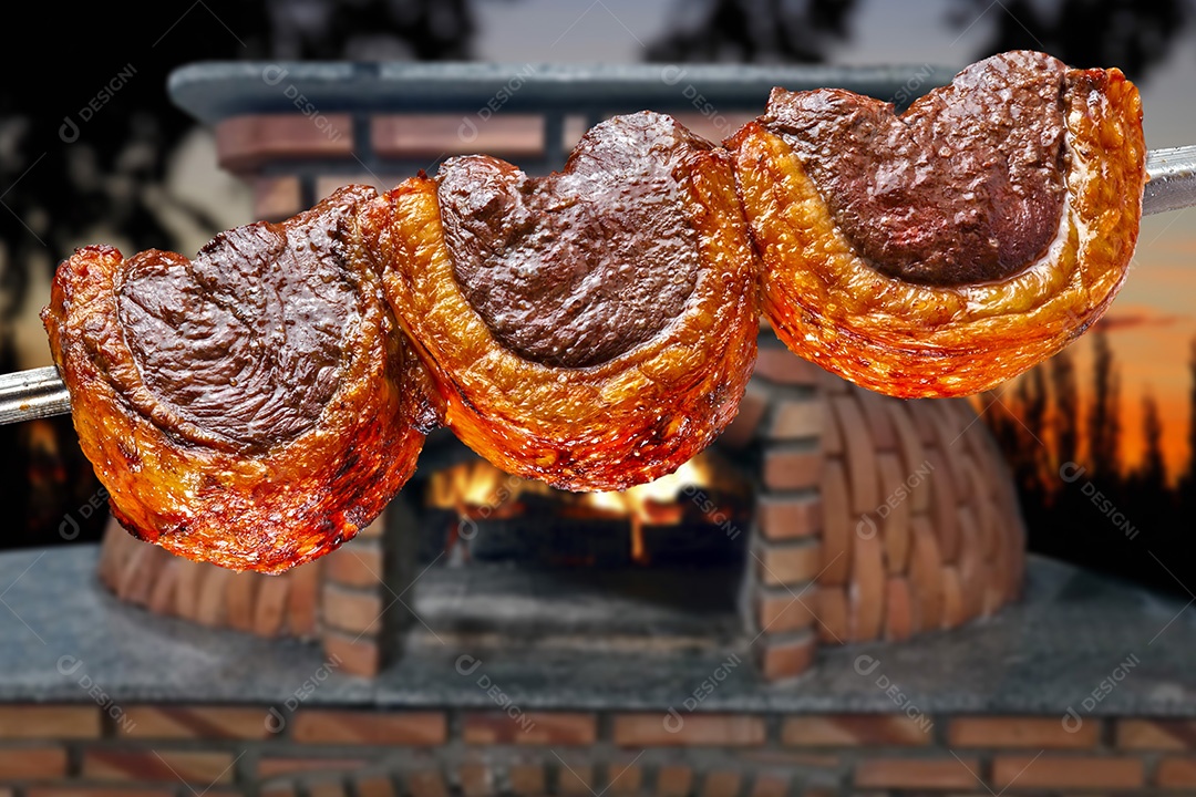 Picanha assada em um espeto