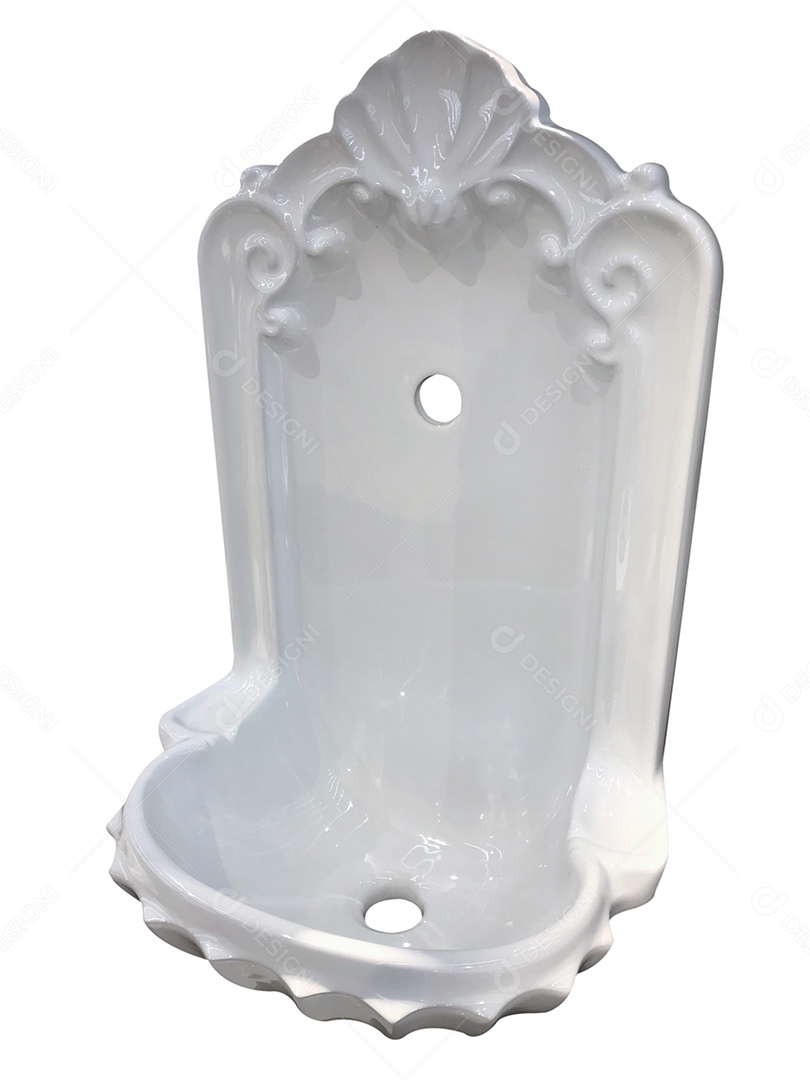 Lavatório branco sobre fundo branco