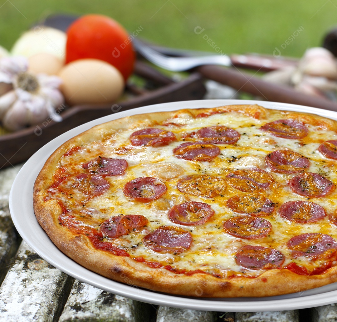 Pizza de calabresa com queijo