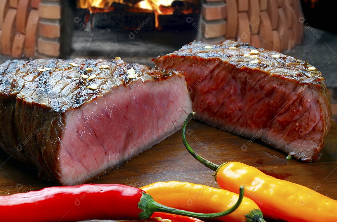 Fatias de filé grelhado