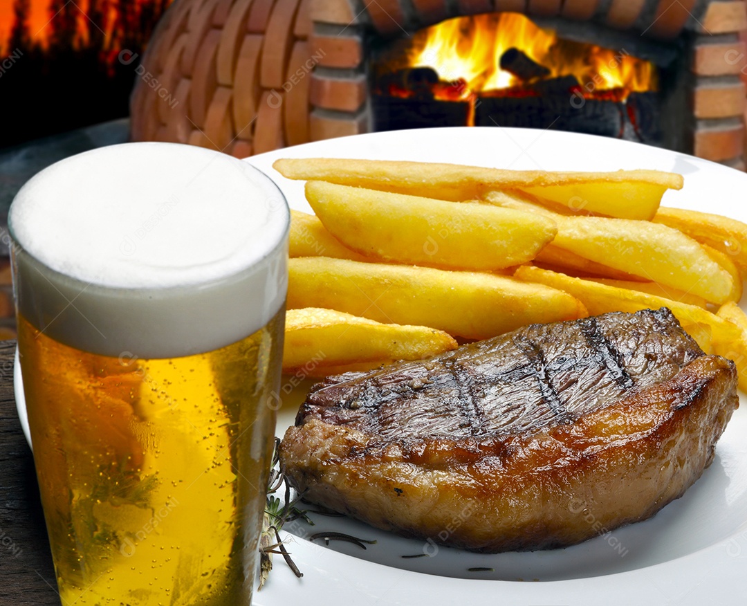 Batatas fritas e picanha assada reggae