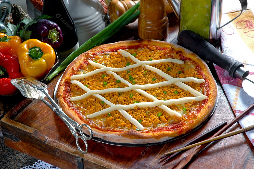 Pizza de frango com catupiry