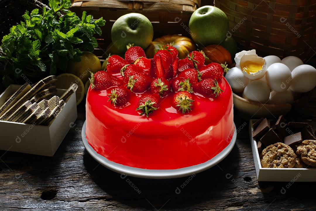 Delicioso bolo de morango