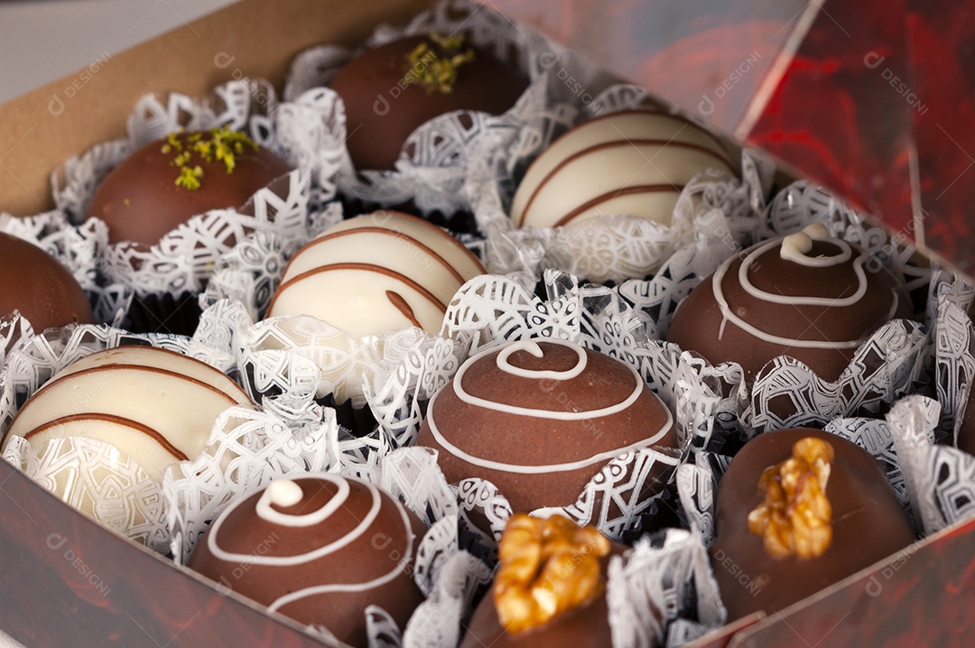 Caixa de bombons de chocolate