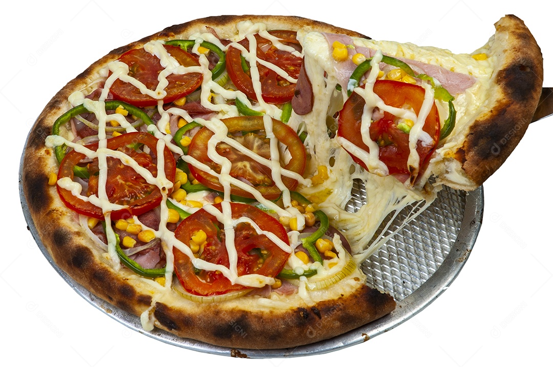 Pizza margherita feita com tomate e mussarela