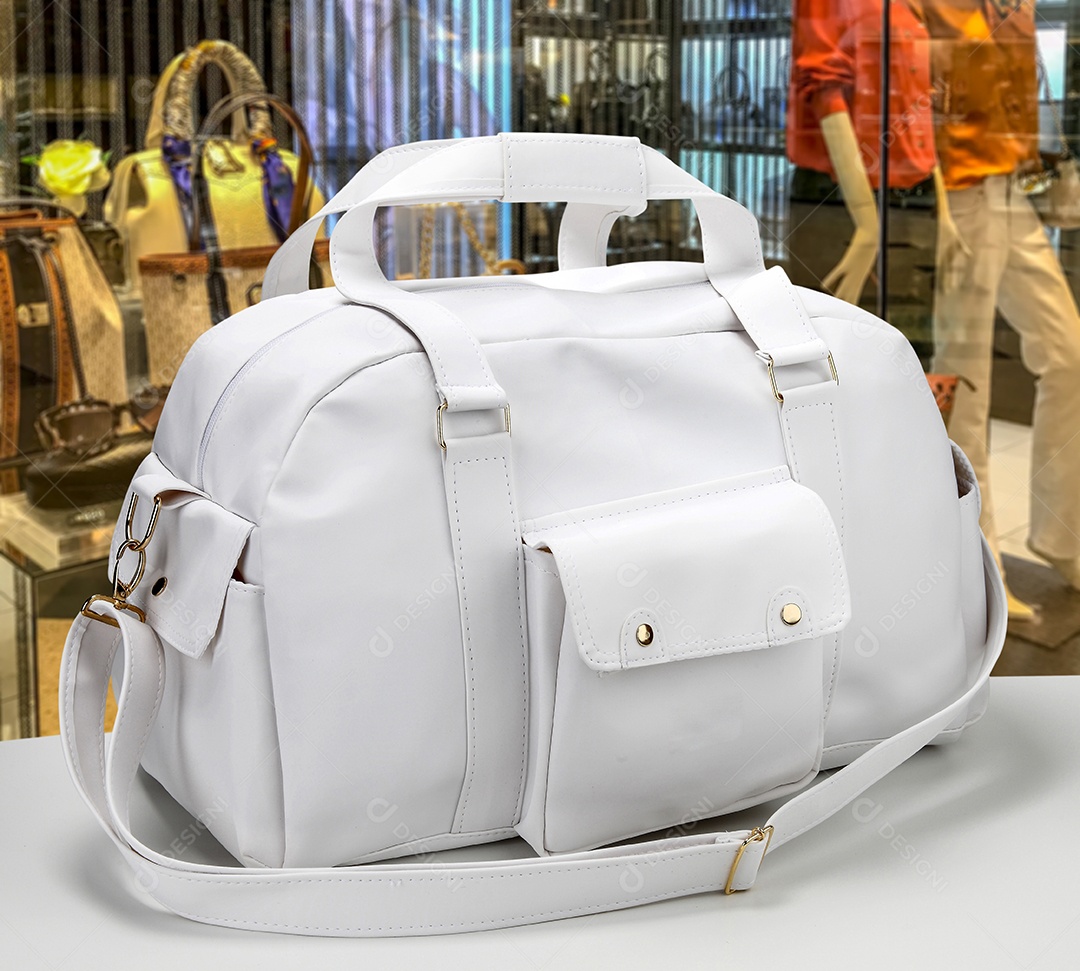 Bolsa branca com detalhes em dourados