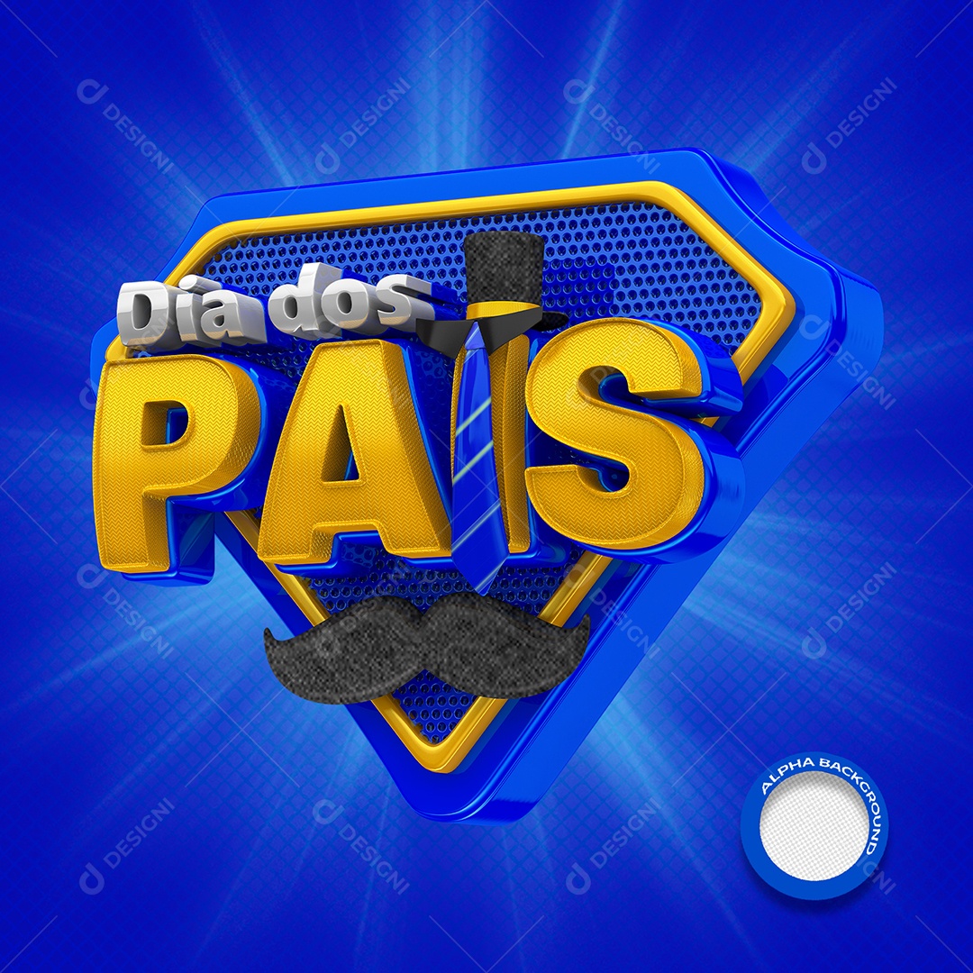 Selo 3D Dia dos Pais Para Composiçãp PSD