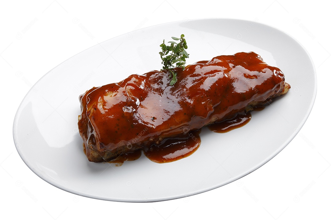 Costela assado ao molho barbecue