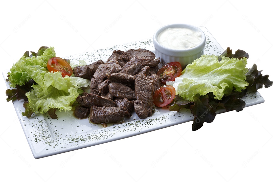 Salada com carne e molho