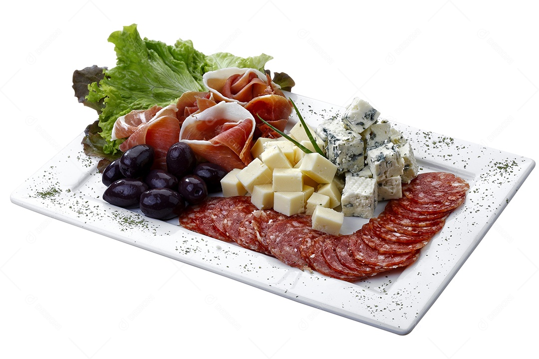 Salada de frios queijos salame azeitona