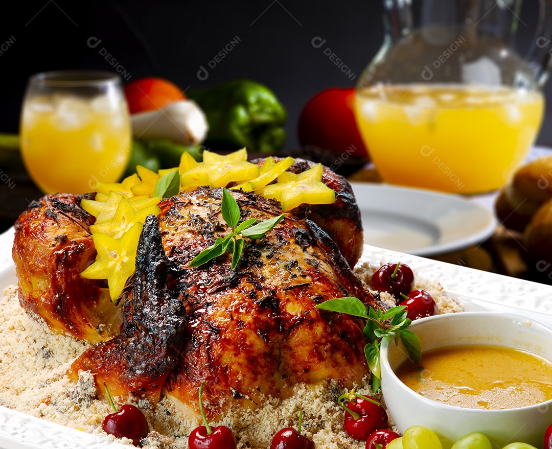 Frango assado com molho