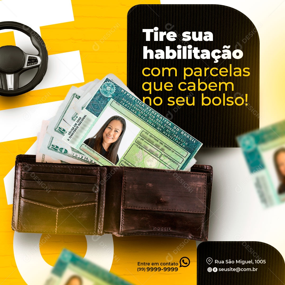 Social Media Feed Tire Sua Habilitação PSD Editável