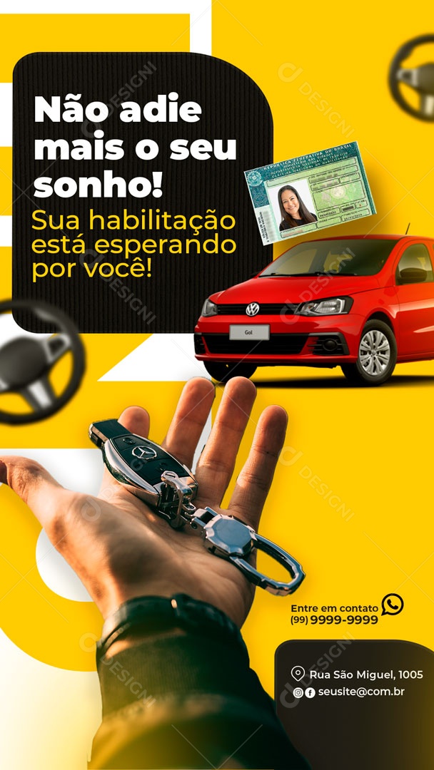 Social Media Story Não Adie Mais o Seu Sonho Habilitação PSD Editável