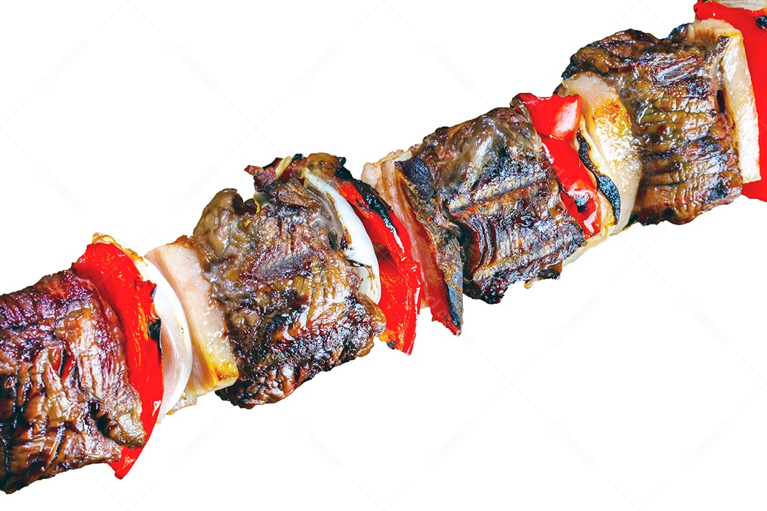Espetinho de carne com legumes