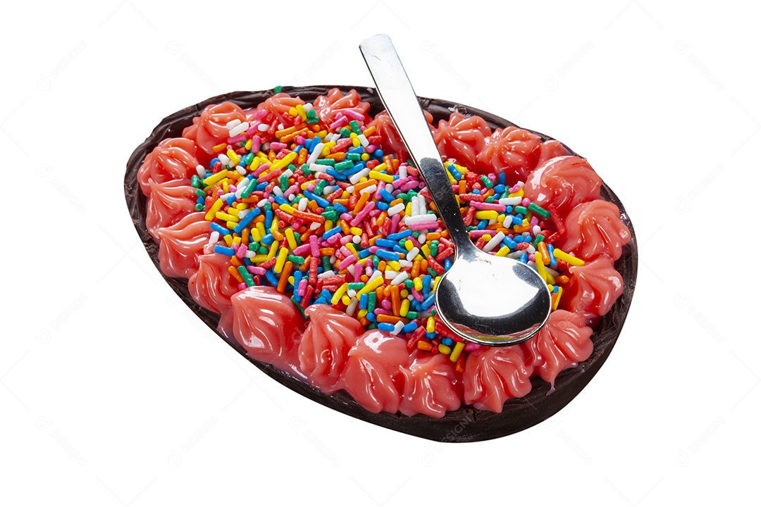 Ovos de chocolate com recheio de morango colorido