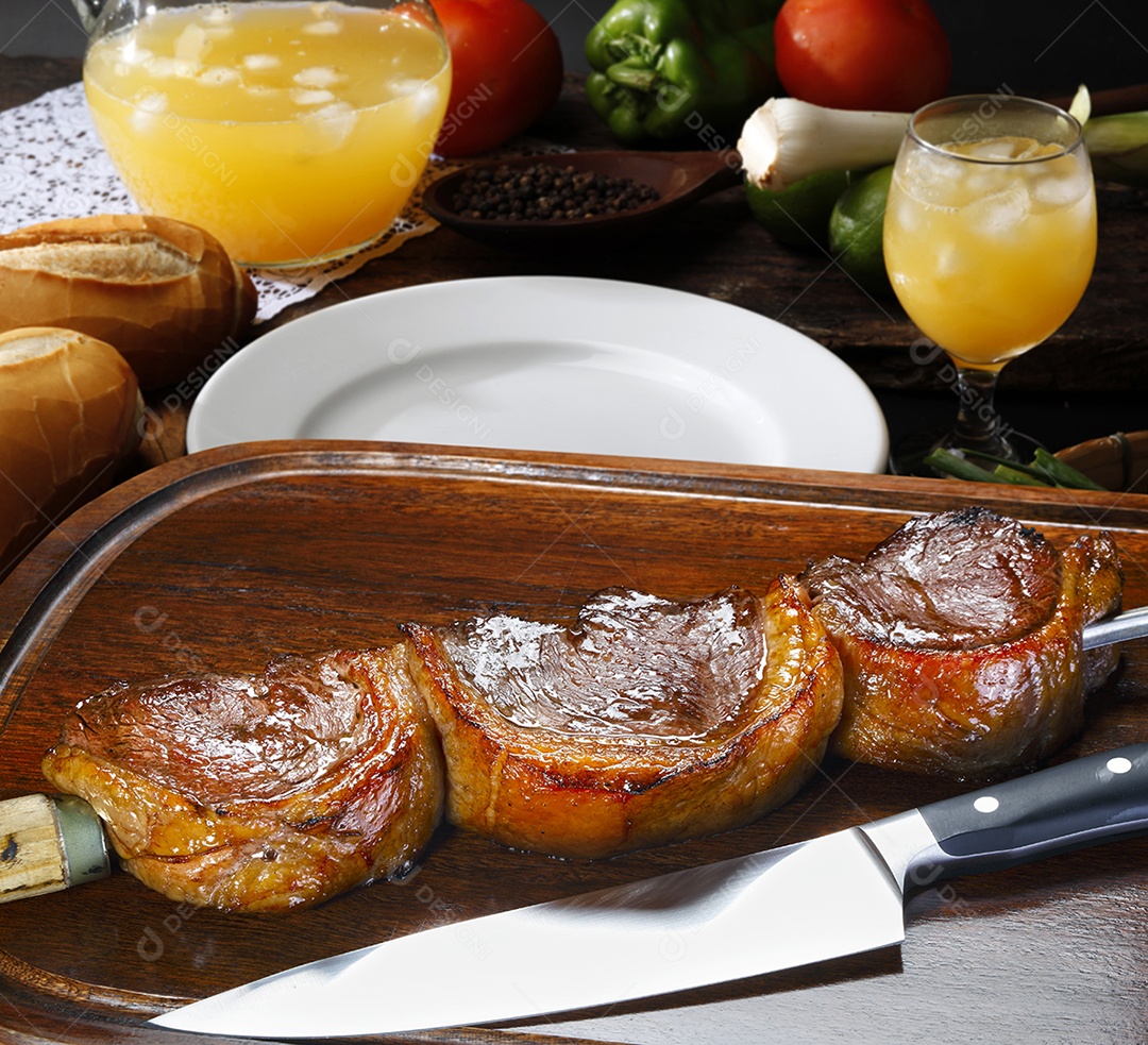 Espeto de carne picanha assado