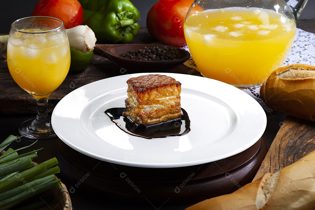 Barriga de porco ao molho barbecue