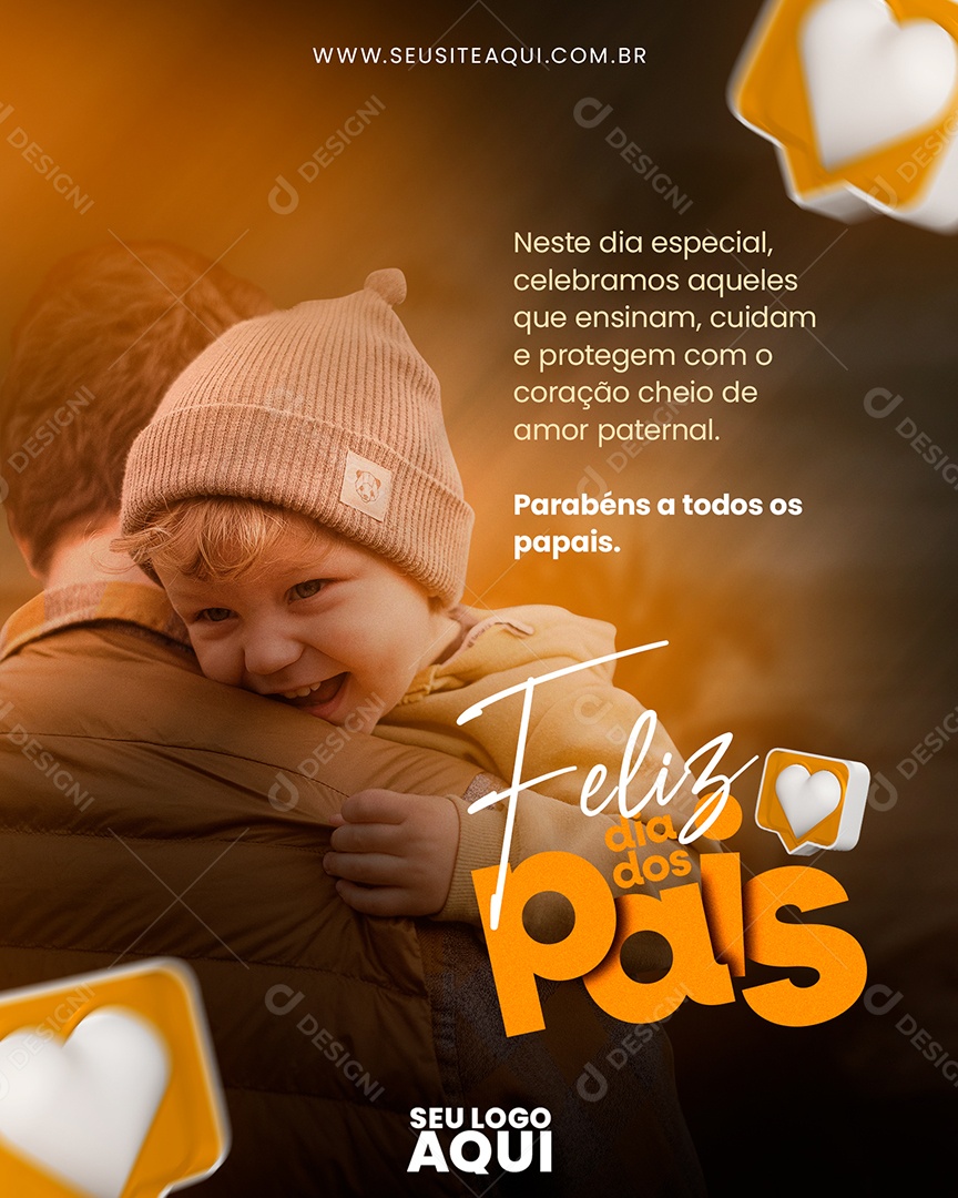 Social Media Feed Feliz Dia Dos Pais Cuidam e Protegem PSD Editável