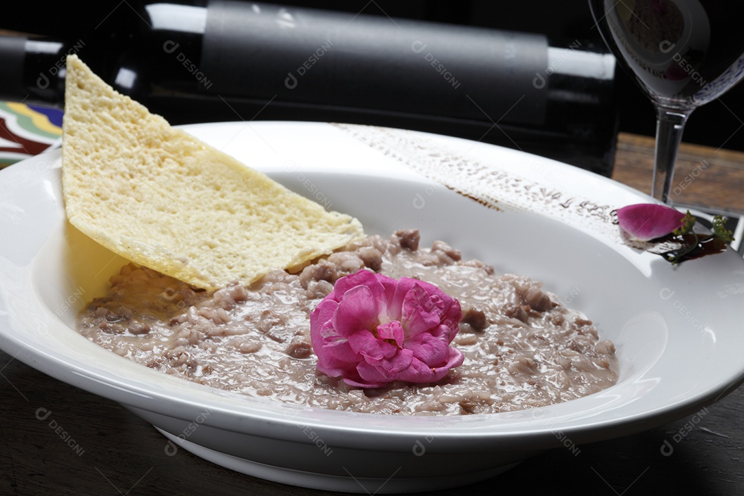 Risotto e vinho tinto