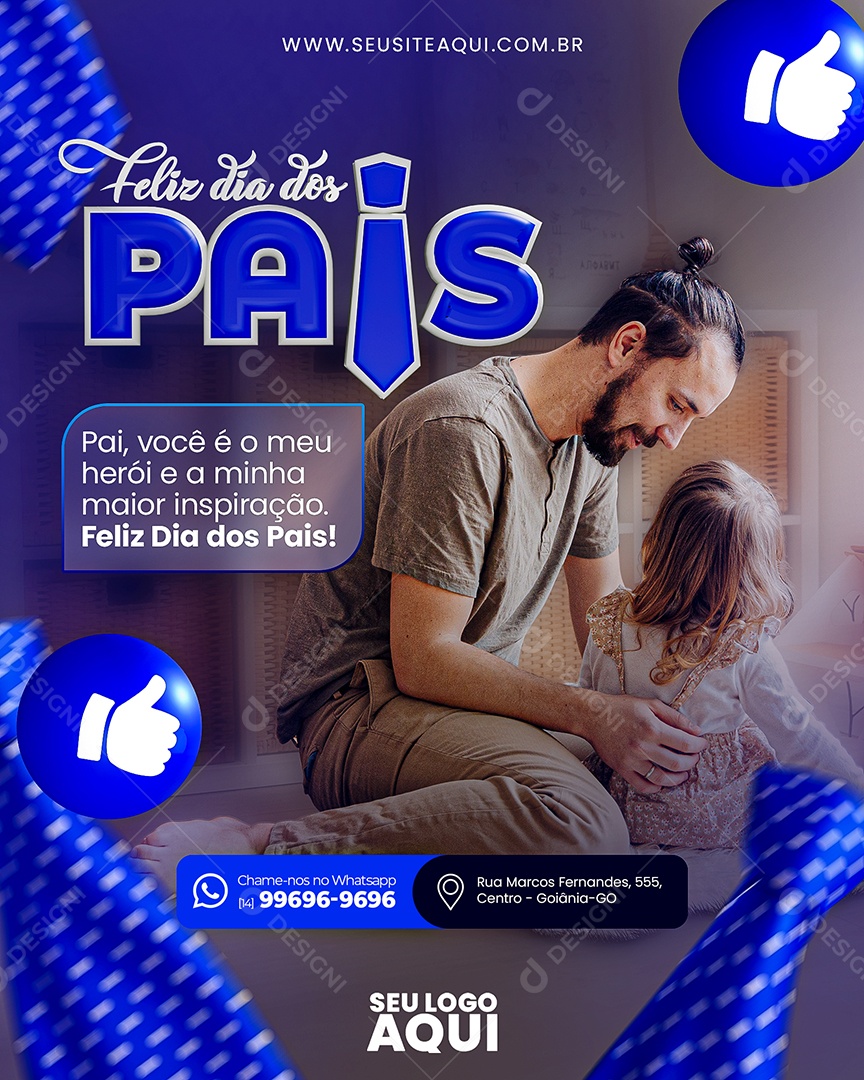 Feed Feliz Dia Dos Pais o Meu Herói Social Media PSD Editável