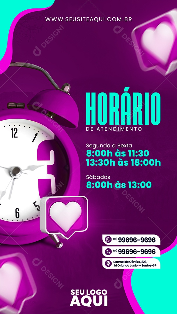 Story Horário De Atendimento Social Media PSD Editável