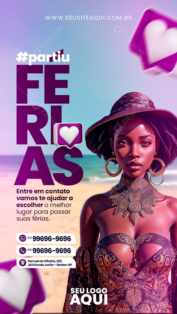 Story Partiu Férias Entre Em Contato Social Media PSD Editável