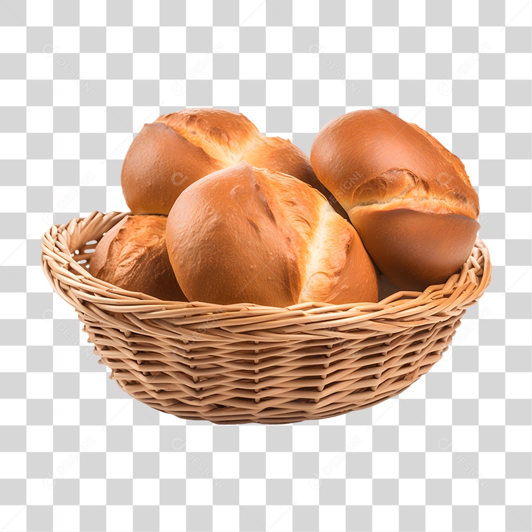 Pães Assados em Cesta PNG Transparente