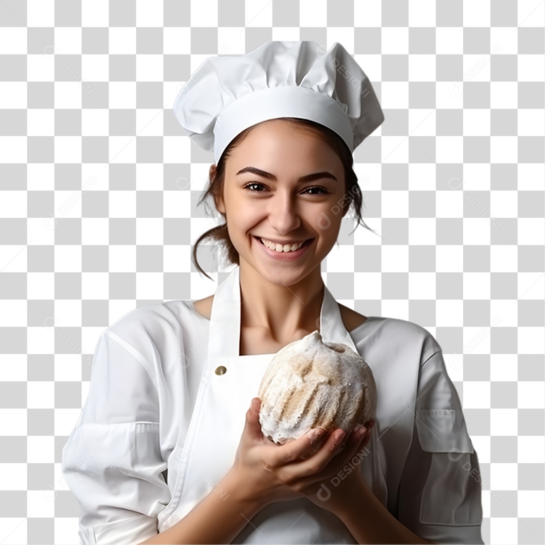 Padeira Sorrindo com Uniforme PNG Transparente