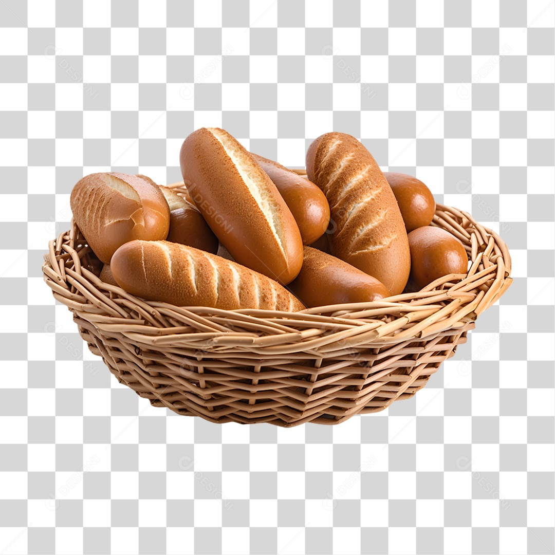 Pães Assados em Cesta PNG Transparente