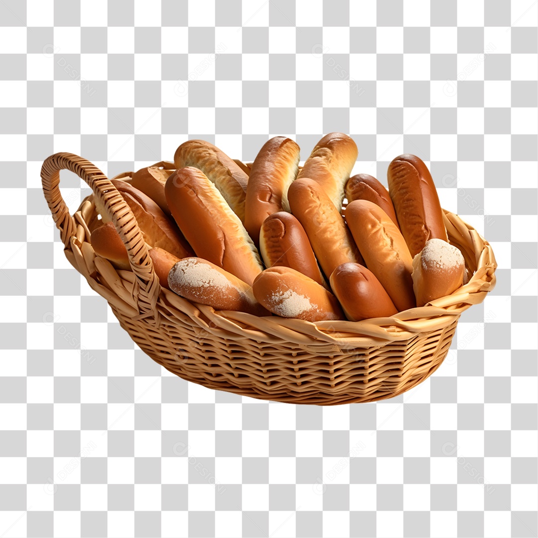 Pães Assados em Cesta PNG Transparente