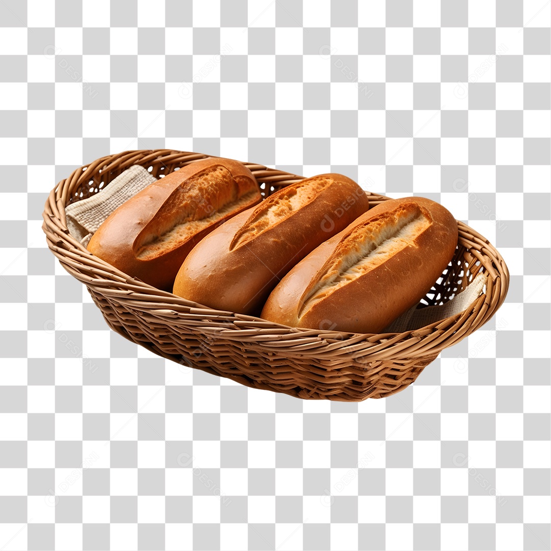Pães Assados em Cesta PNG Transparente